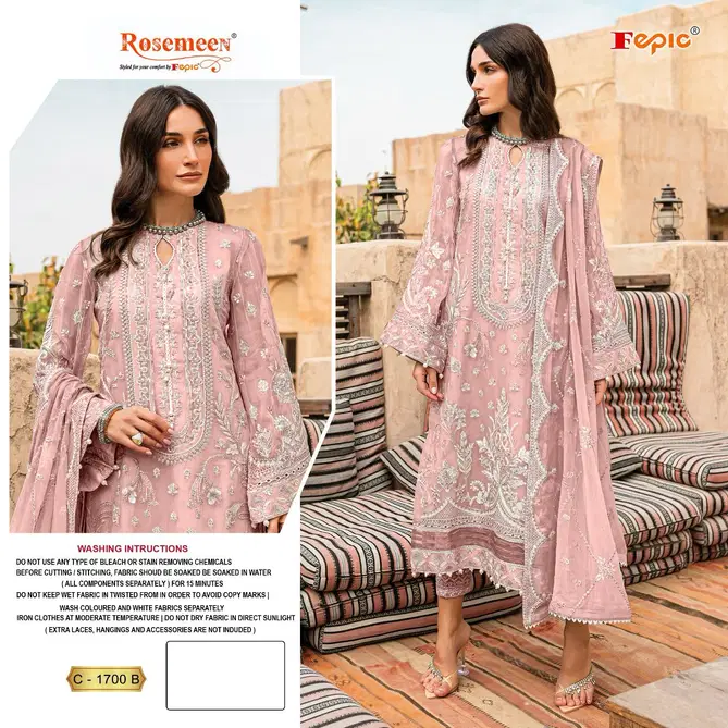 C 1700 Rosemeen By Fepic Embroidery Georgette Pakistani Suits Wholesale Shop In Surat